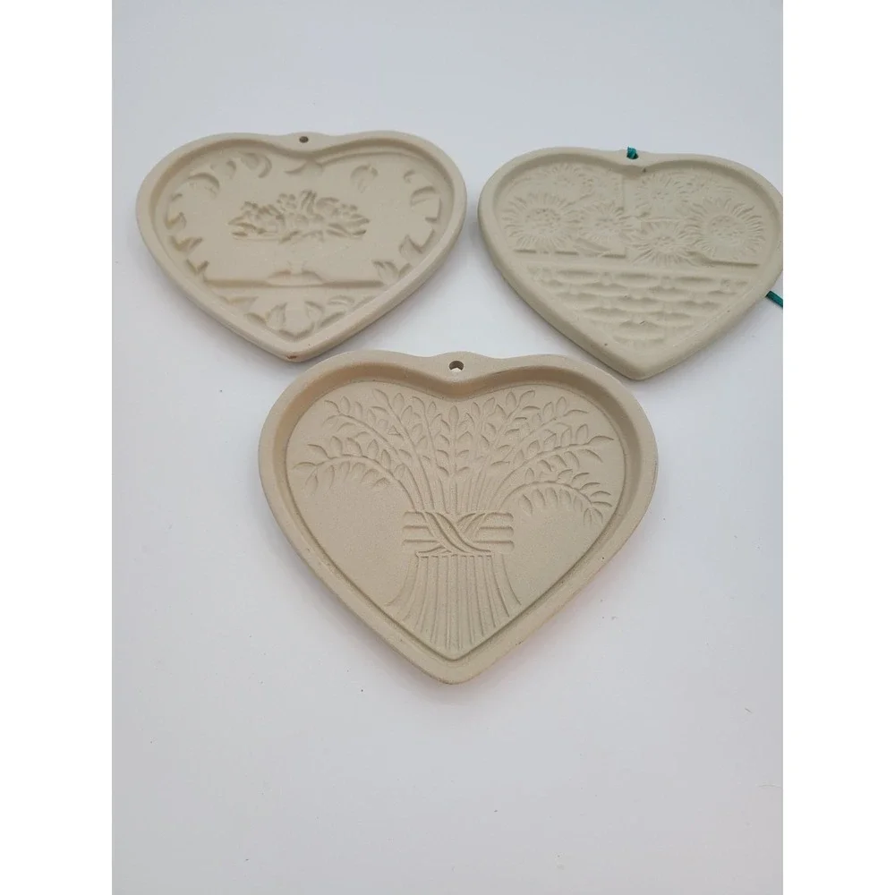 Pampered Chef Family Heritage Stoneware Cookie Molds. Vtg. Set of 3